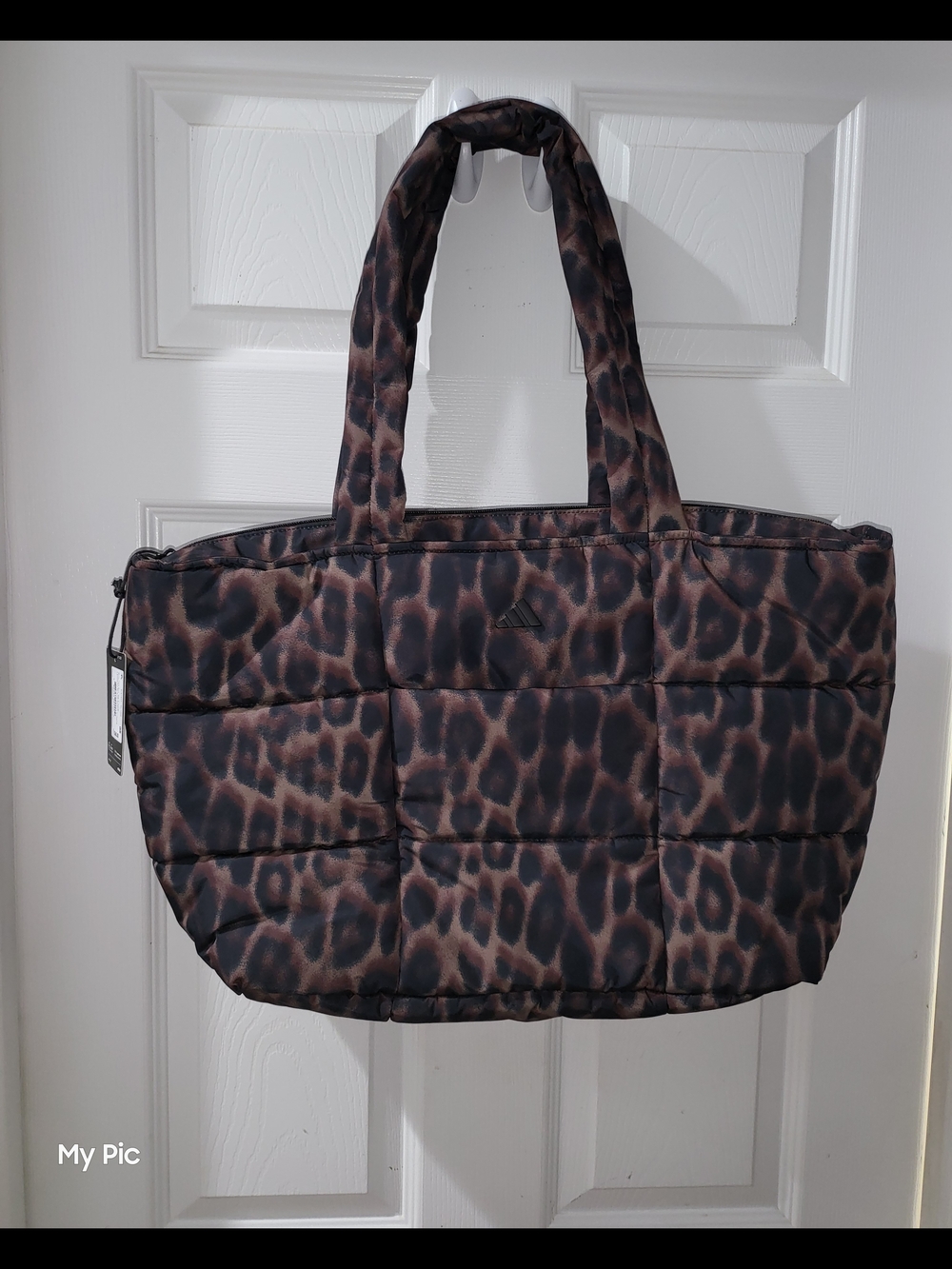 Adidas Leopard Print Quilted Tote Bag - Brown/Black
